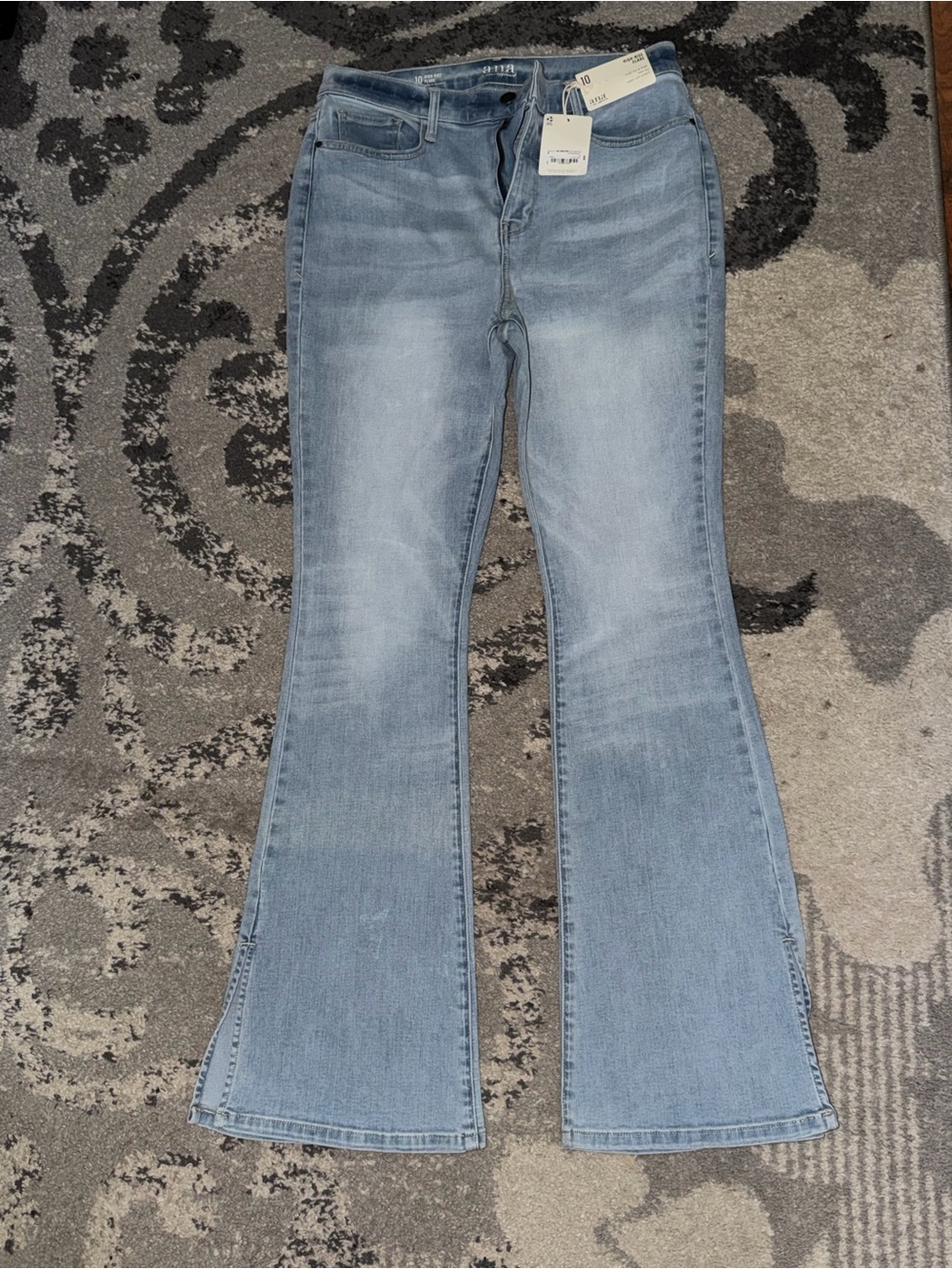 Light Blue Flared Women’s Jeans with Split Hem size 10